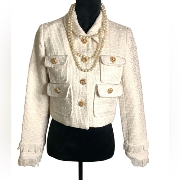 Bey Azura cropped cream long sleeve‎ jacket. Size Medium - Picture 3 of 16
